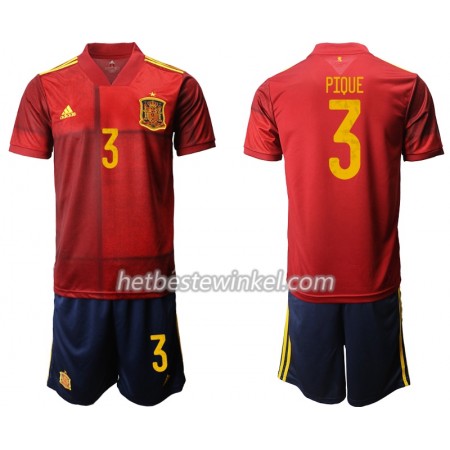 Spanje Gerard Pique 3 Voetbaltenues Kind Thuis EK 2020 - SS (+ Korte broeken)